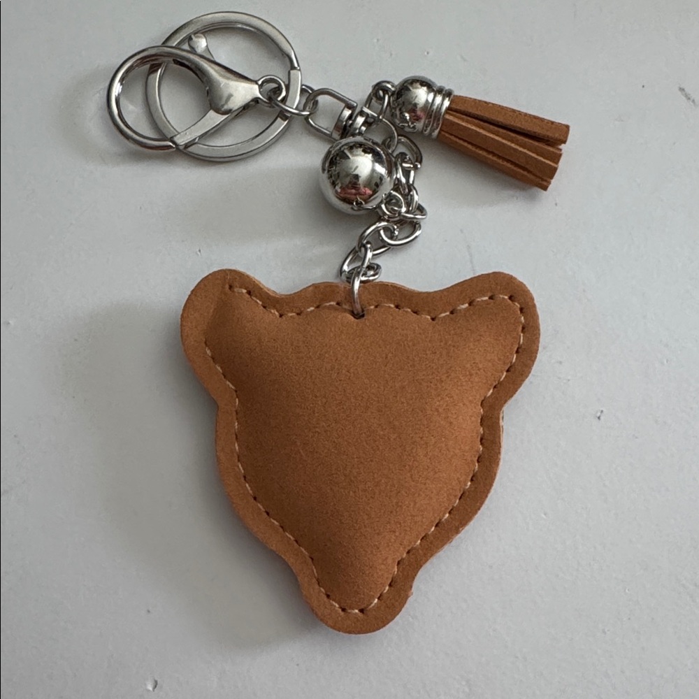 Leopard Rhinestone Keychain with Tassel - Picture 2 of 2